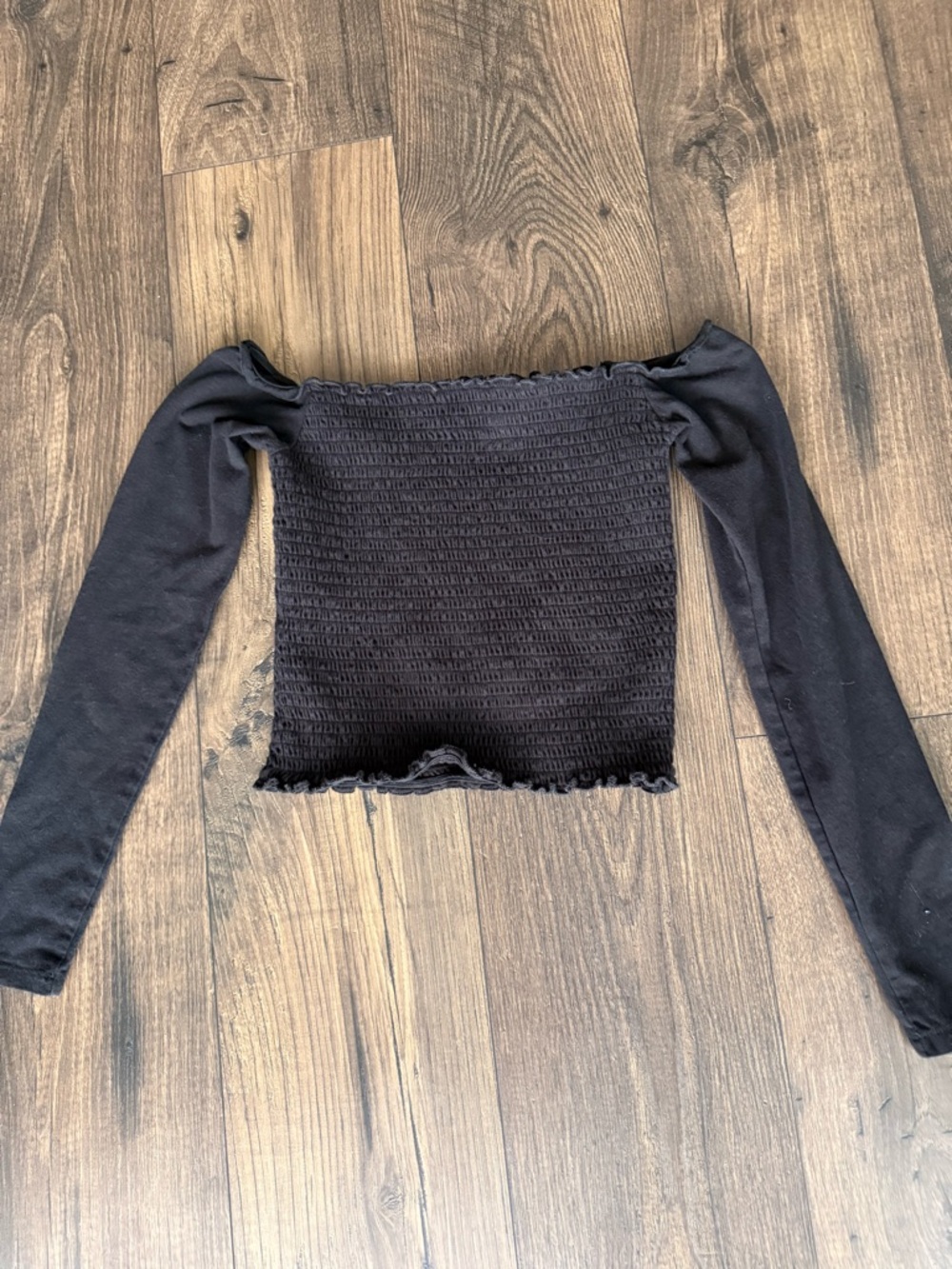 Hollister Black Smocked Off-Shoulder Top